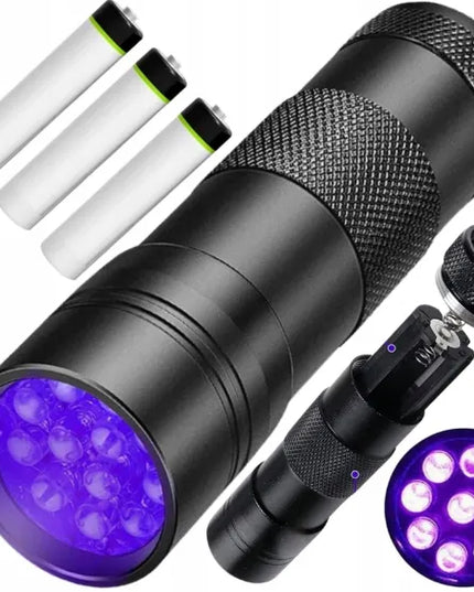 UV žibintuvėlis 9 LED, juodas, aliuminis