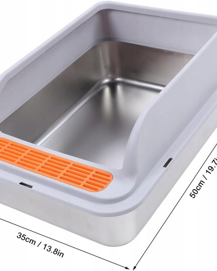 Uždaras kačių tualetas iš nerūdijančio plieno su filtru ir pedalu