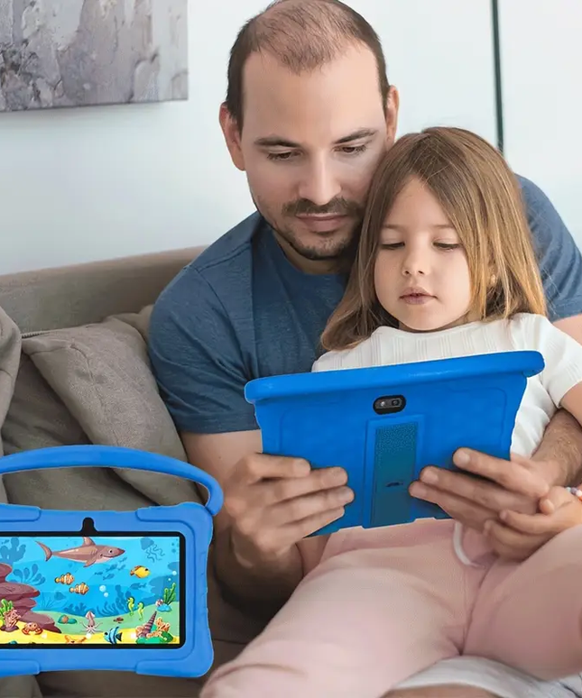 Vaikiška planšetė su apsauginiu dėklu ir edukacinėmis funkcijomis, 7 colių, Android 11