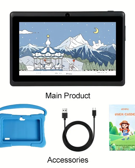 Vaikiška planšetė su apsauginiu dėklu ir edukacinėmis funkcijomis, 7 colių, Android 11