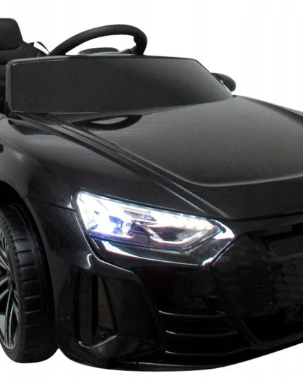 Vaikiškas akumuliatorinis automobilis Audi E-Tron GT, juodas, su EVA ratais ir odine sėdyne