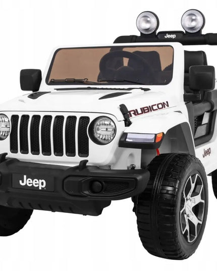 Vaikiškas akumuliatorinis automobilis Jeep Wrangler Rubicon – Baltas + nuotolinio valdymo pultas