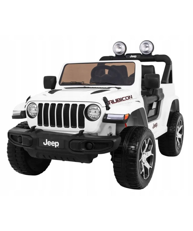Vaikiškas akumuliatorinis automobilis Jeep Wrangler Rubicon – Baltas + nuotolinio valdymo pultas