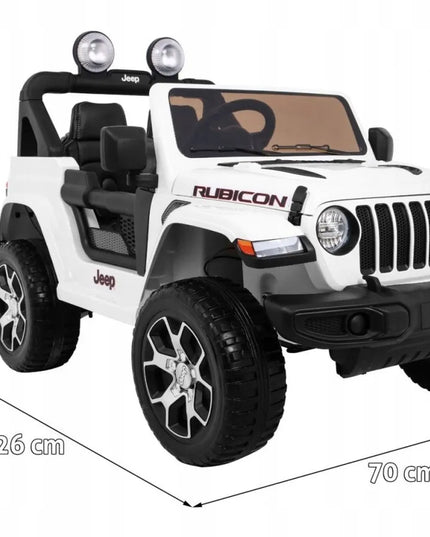 Vaikiškas akumuliatorinis automobilis Jeep Wrangler Rubicon – Baltas + nuotolinio valdymo pultas