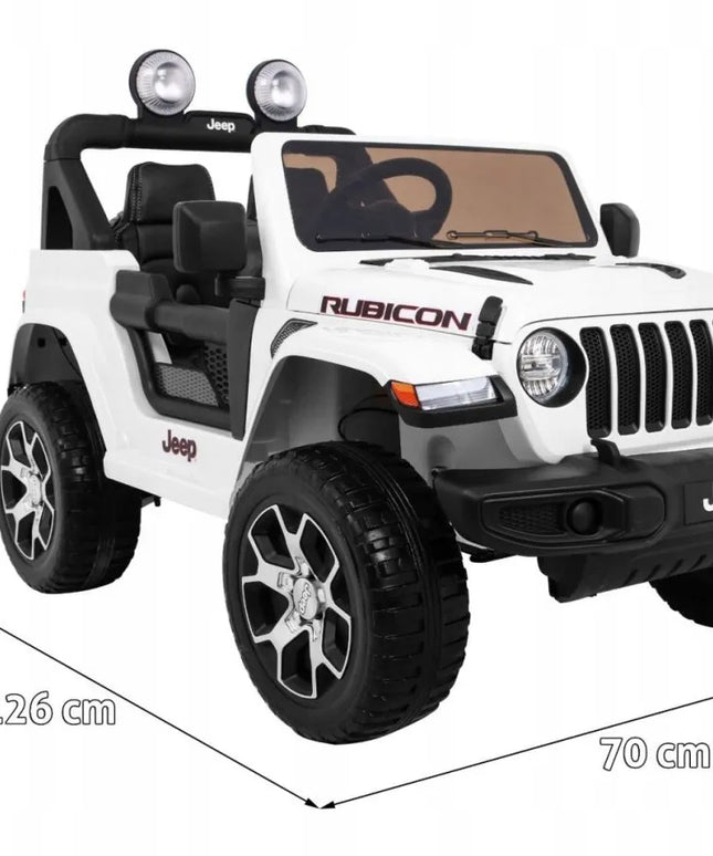 Vaikiškas akumuliatorinis automobilis Jeep Wrangler Rubicon – Baltas + nuotolinio valdymo pultas