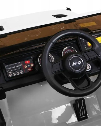 Vaikiškas akumuliatorinis automobilis Jeep Wrangler Rubicon – Baltas + nuotolinio valdymo pultas