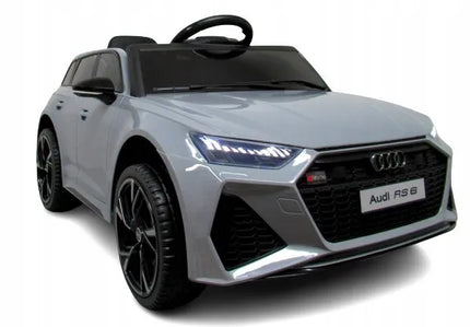 Vaikiškas elektromobilis AUDI RS6 GT, pilkas, su EVA ratais, odine sėdyne ir nuotolinio valdymo pulteliu