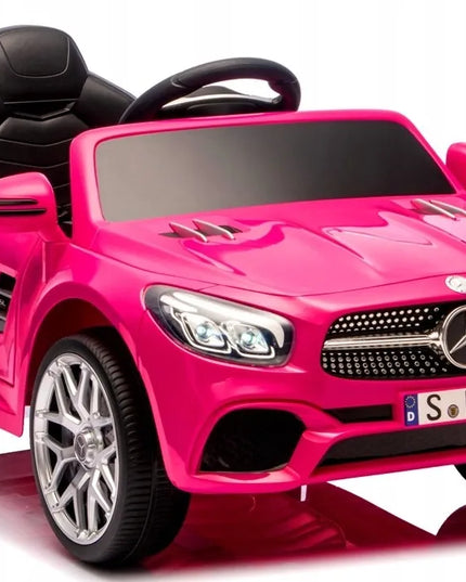 Vaikiškas elektromobilis Mercedes SL500, rožinis, EVA ratai, minkšta sėdynė, licencijuotas