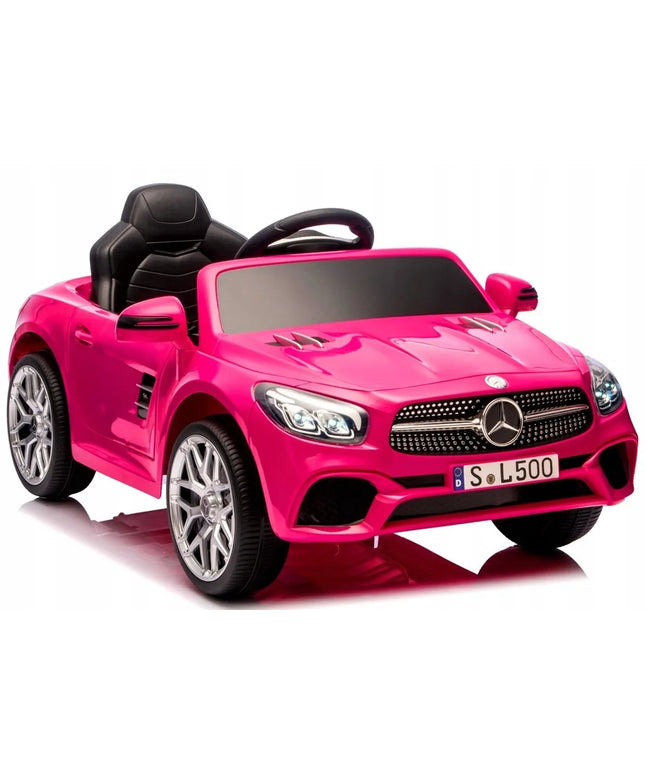 Vaikiškas elektromobilis Mercedes SL500, rožinis, EVA ratai, minkšta sėdynė, licencijuotas