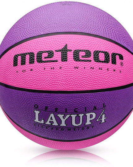Vaikiškas krepšinio kamuolys Meteor LAYUP #4 guminis 3-10 metų vaikams
