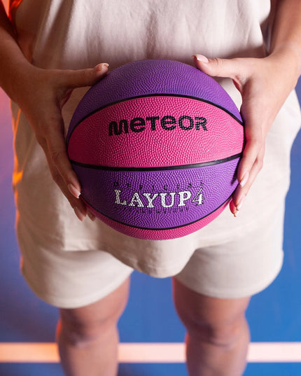 Vaikiškas krepšinio kamuolys Meteor LAYUP #4 guminis 3-10 metų vaikams
