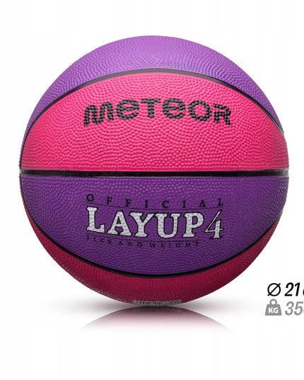 Vaikiškas krepšinio kamuolys Meteor LAYUP #4 guminis 3-10 metų vaikams