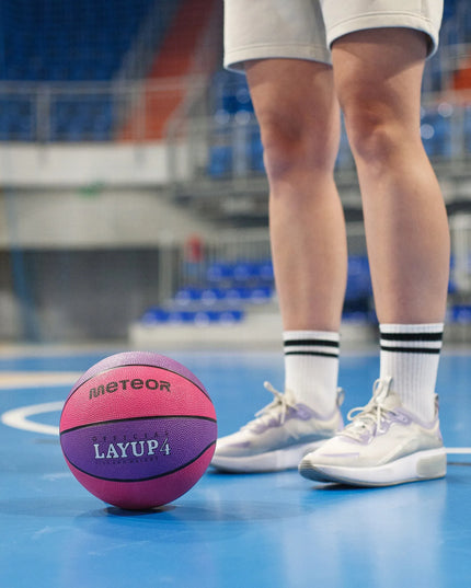Vaikiškas krepšinio kamuolys Meteor LAYUP #4 guminis 3-10 metų vaikams