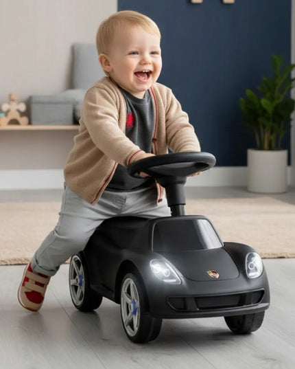 Vaikiškas paspiriamas automobilis Sun Baby Porsche Carrera GT, juodas