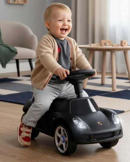 Vaikiškas paspiriamas automobilis Sun Baby Porsche Carrera GT, juodas