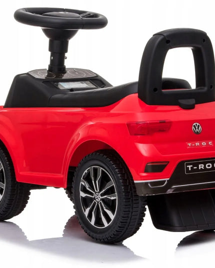 Vaikiškas paspirtukas-stūmiklis Volkswagen T-Roc su daiktadėže ir signalu