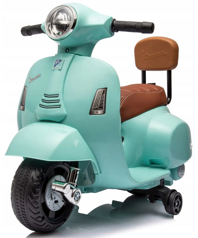 Vaikiškas paspirtukas „Vespa Mini“ su akumuliatoriumi ir atrama