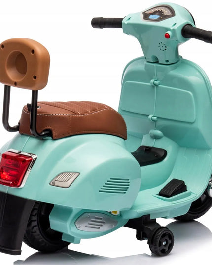 Vaikiškas paspirtukas „Vespa Mini“ su akumuliatoriumi ir atrama