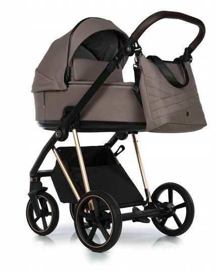 Vaikiškas vežimėlis 2 viename Roan Ivi 2.0 Cocoa/Rose Gold + adapteriai