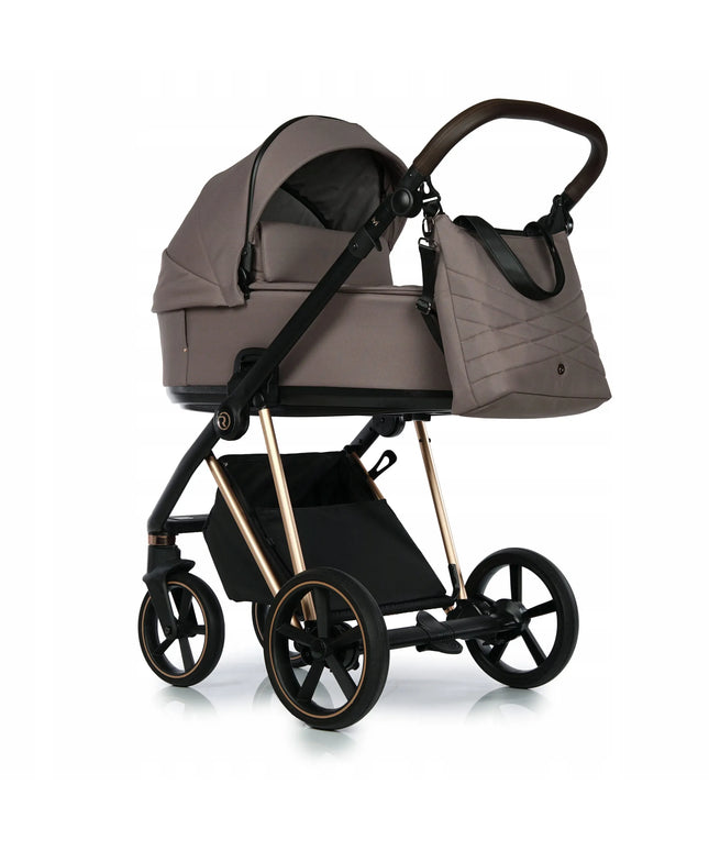Vaikiškas vežimėlis 2 viename Roan Ivi 2.0 Cocoa/Rose Gold + adapteriai