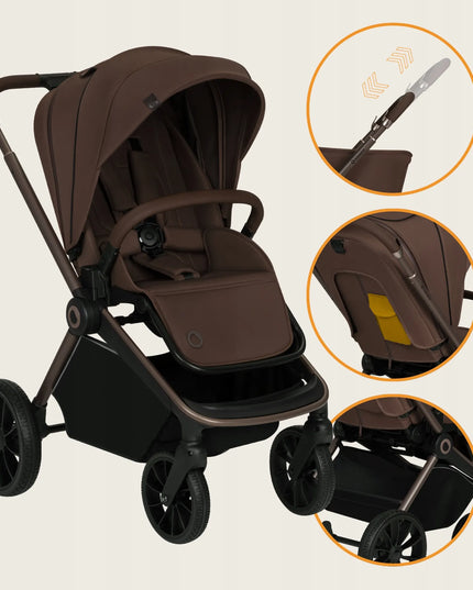 Vaikiškas vežimėlis 2in1 LIONELO MIKA PLUS Mocha Mousse