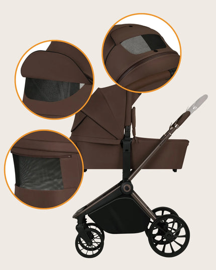Vaikiškas vežimėlis 2in1 LIONELO MIKA PLUS Mocha Mousse