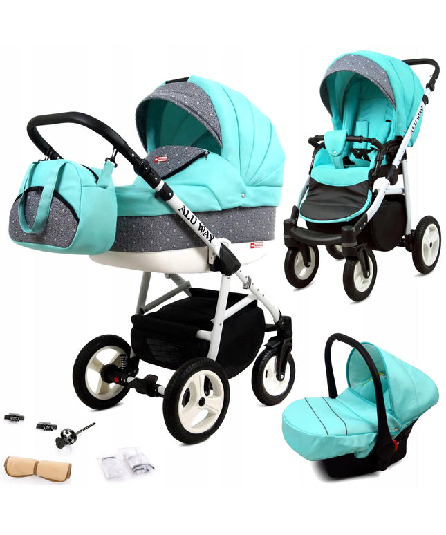 Vaikiškas vežimėlis 3-in-1 BabyLux Alu Way sportinis lopšys automobilinė kėdutė