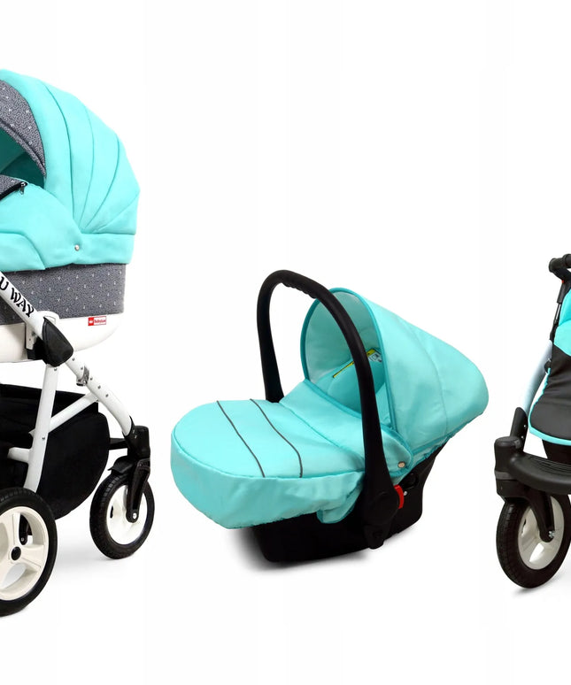 Vaikiškas vežimėlis 3-in-1 BabyLux Alu Way sportinis lopšys automobilinė kėdutė
