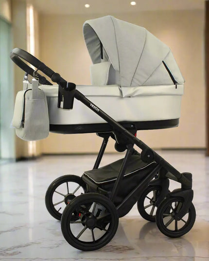 Vaikiškas vežimėlis 3-in-1 VESTIN šviesiai pilkas ekskliuzyvinis | Cosmo kėdutė + adapteriai