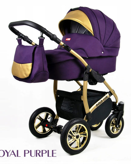 Vaikiškas vežimėlis 3in1 BabyLux GOLD LUX lopšys sportinė dalis automobilinė kėdutė