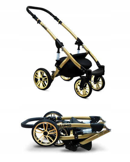 Vaikiškas vežimėlis 3in1 BabyLux Lumio su lopšiu, sportine dalimi ir automobiline kėdute