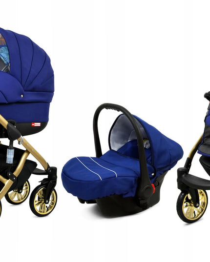 Vaikiškas vežimėlis 3in1 BabyLux Lumio su lopšiu, sportine dalimi ir automobiline kėdute
