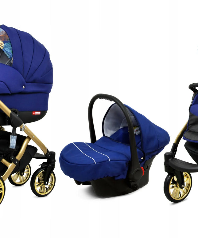 Vaikiškas vežimėlis 3in1 BabyLux Lumio su lopšiu, sportine dalimi ir automobiline kėdute