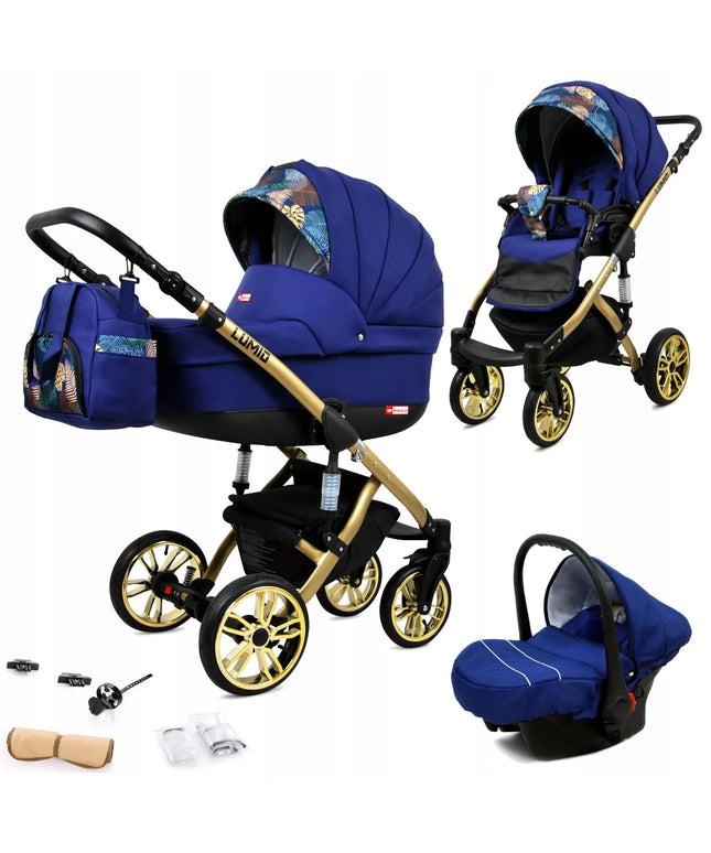 Vaikiškas vežimėlis 3in1 BabyLux Lumio su lopšiu, sportine dalimi ir automobiline kėdute