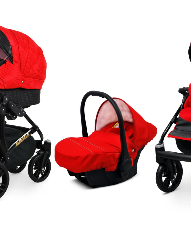 Vaikiškas vežimėlis 3in1 BabyLux Miracle, sportinis, lopšys, automobilinė kėdutė
