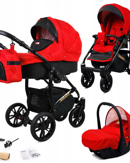 Vaikiškas vežimėlis 3in1 BabyLux Miracle, sportinis, lopšys, automobilinė kėdutė