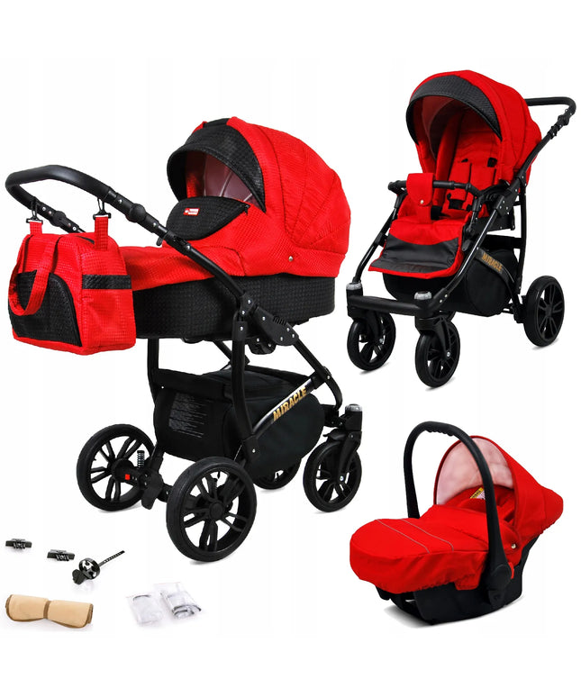 Vaikiškas vežimėlis 3in1 BabyLux Miracle, sportinis, lopšys, automobilinė kėdutė