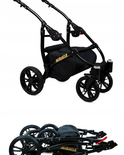 Vaikiškas vežimėlis 3in1 BabyLux Miracle, sportinis, lopšys, automobilinė kėdutė