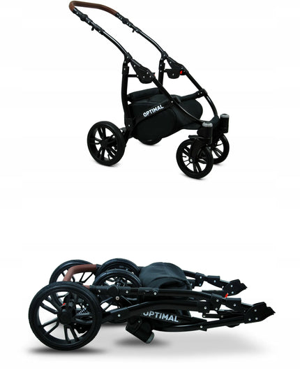 Vaikiškas vežimėlis 3in1 BabyLux Optimal, lopšys, sportinė dalis ir automobilinė kėdutė