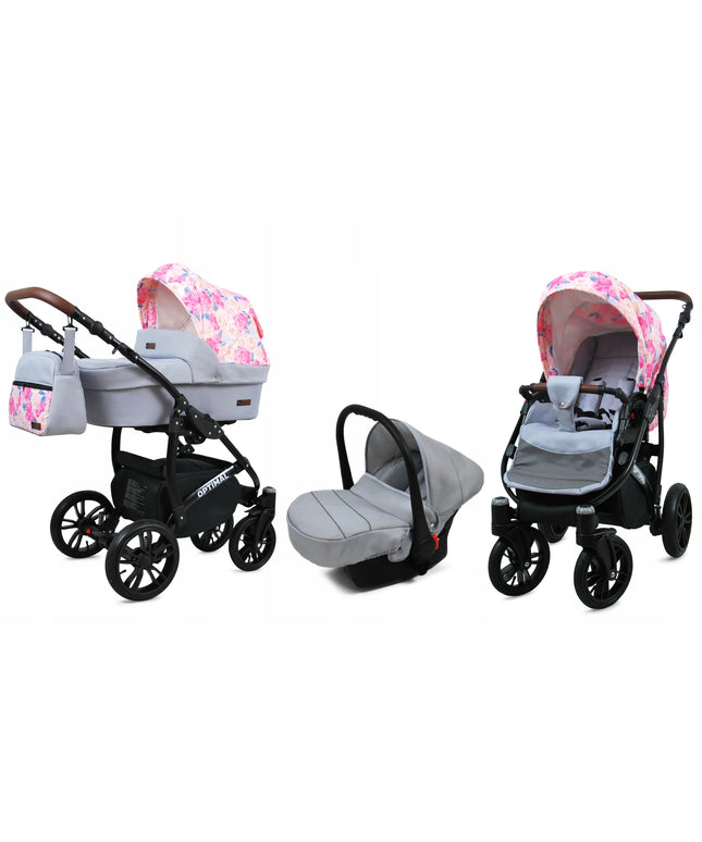 Vaikiškas vežimėlis 3in1 BabyLux Optimal, lopšys, sportinė dalis ir automobilinė kėdutė