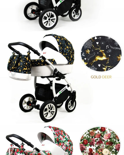 Vaikiškas vežimėlis 3w1 BabyLux TROPICAL lopšys sportinukas automobilinė kėdutė