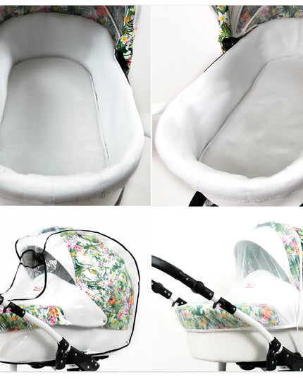 Vaikiškas vežimėlis 3w1 BabyLux TROPICAL lopšys sportinukas automobilinė kėdutė