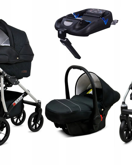 Vaikiškas vežimėlis 4-viename BabyLux Qbaro: lopšys, sportinė dalis, kėdutė ir ISOFIX bazė
