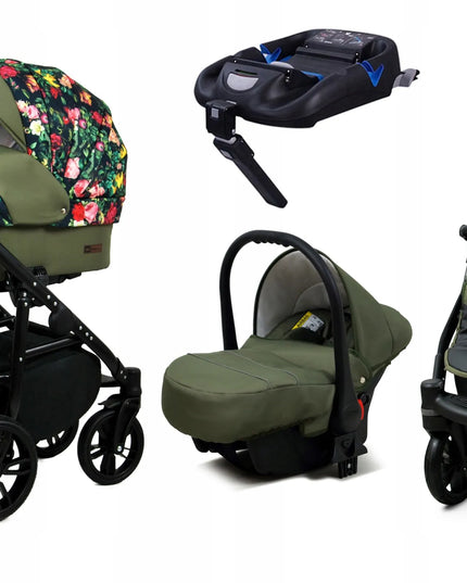 Vaikiškas vežimėlis 4in1 BabyLux ColorLux sportinė dalis lopšys automobilinė kėdutė ISOFIX bazė