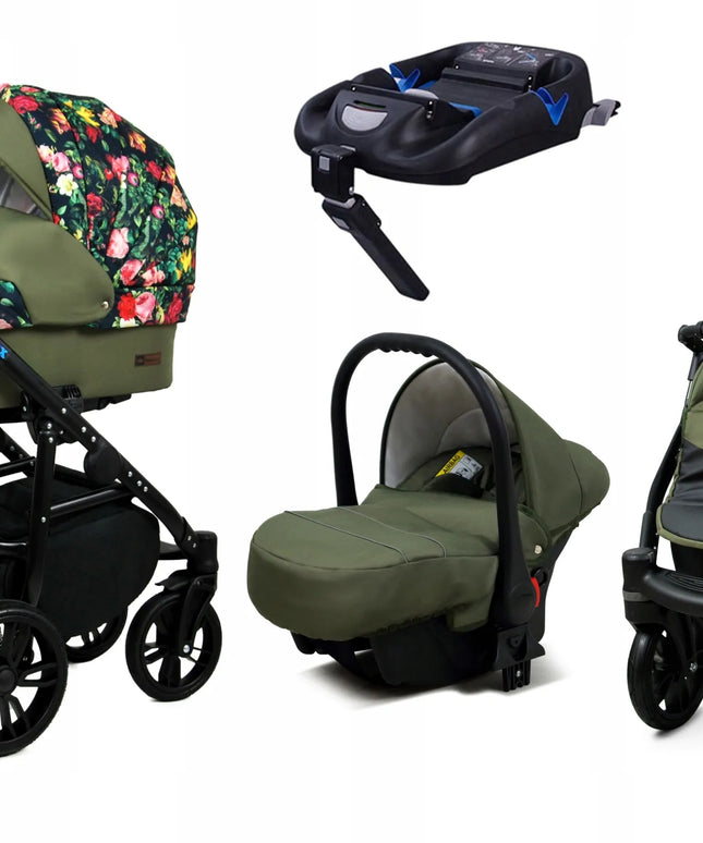Vaikiškas vežimėlis 4in1 BabyLux ColorLux sportinė dalis lopšys automobilinė kėdutė ISOFIX bazė