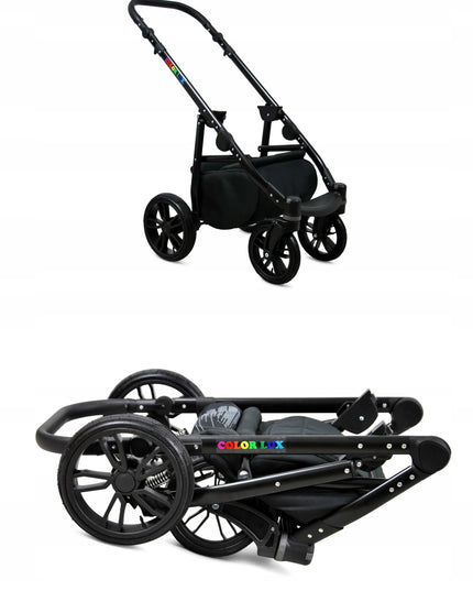 Vaikiškas vežimėlis 4in1 BabyLux ColorLux sportinė dalis lopšys automobilinė kėdutė ISOFIX bazė