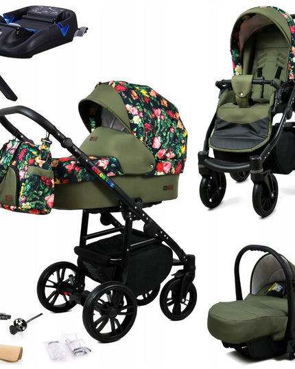 Vaikiškas vežimėlis 4in1 BabyLux ColorLux sportinė dalis lopšys automobilinė kėdutė ISOFIX bazė