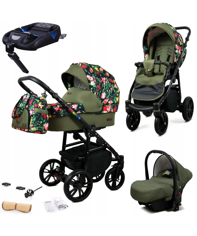 Vaikiškas vežimėlis 4in1 BabyLux ColorLux sportinė dalis lopšys automobilinė kėdutė ISOFIX bazė