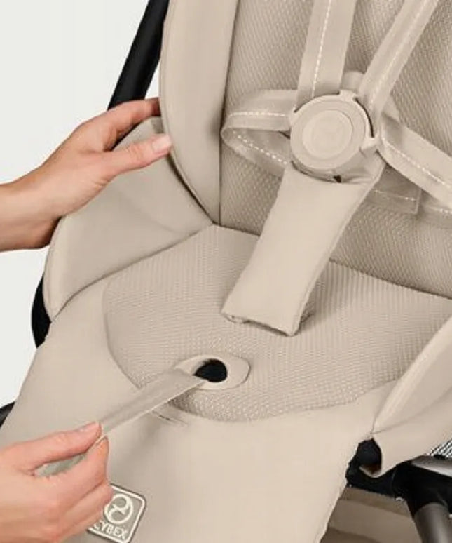 Vaikiškas vežimėlis CYBEX Eezy S Twist+ 2 '2026, dideli ratai, besisukanti 360° sėdynė, smėlio spalvos