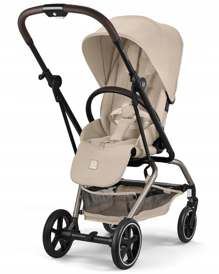 Vaikiškas vežimėlis CYBEX Eezy S Twist+ 2 '2026, dideli ratai, besisukanti 360° sėdynė, smėlio spalvos